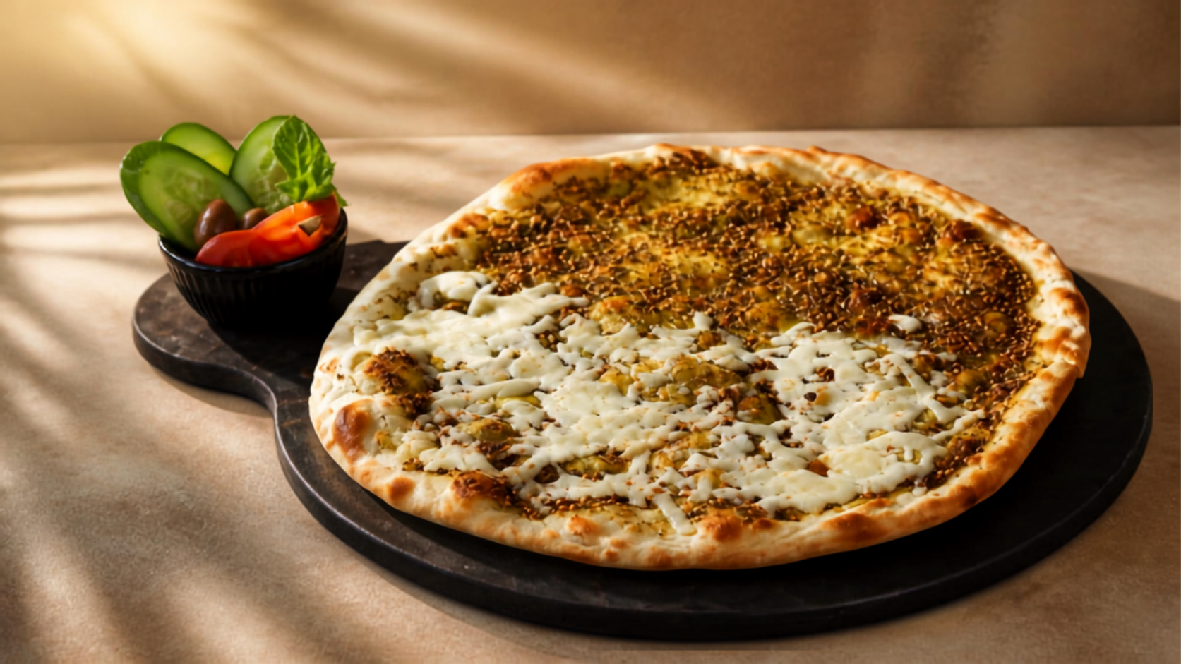 Zaatar Manakish with Cheese